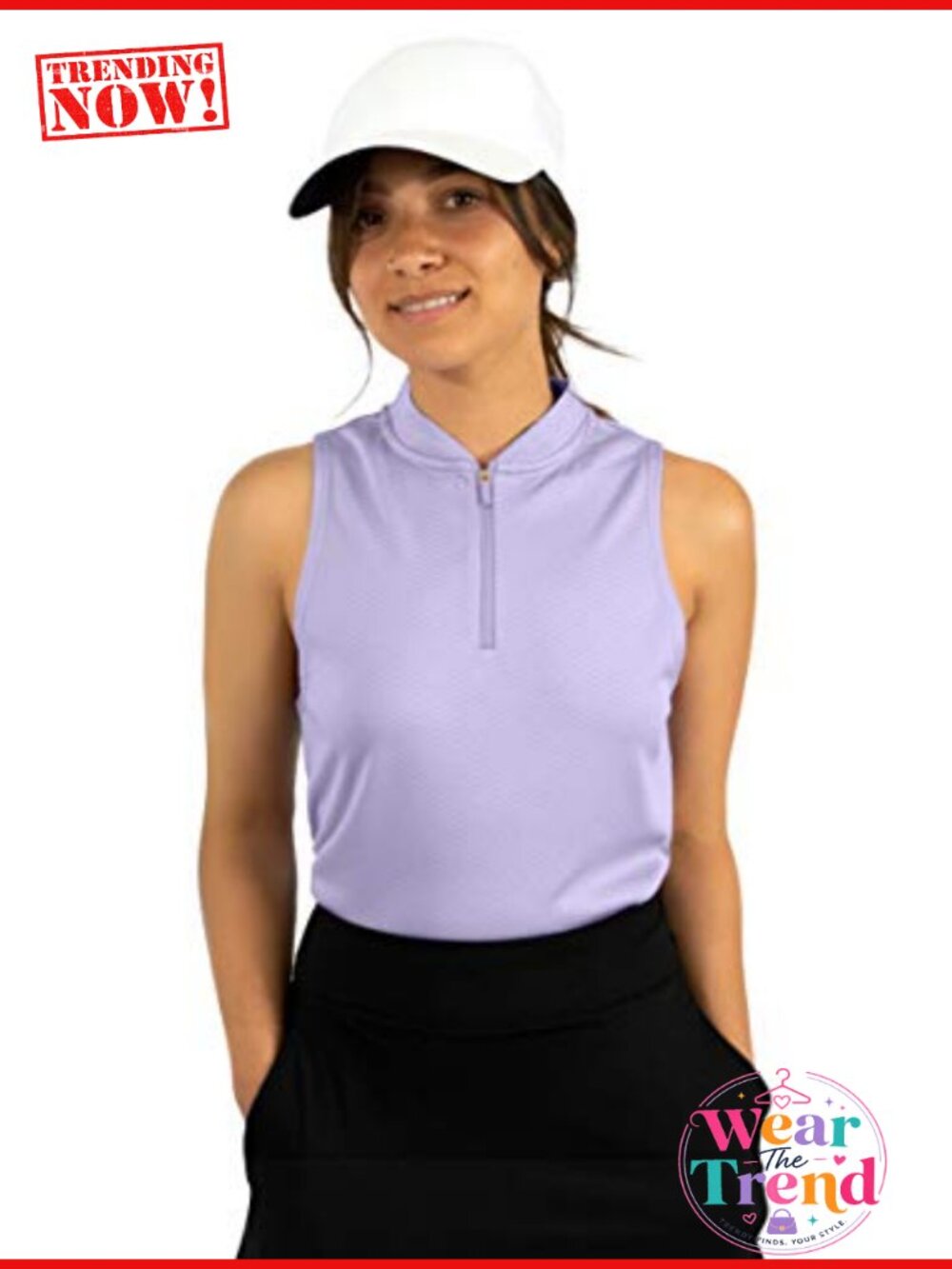 Sleeveless Collarless Golf Polo Shirt with Zipper Quick Dry Tank Top